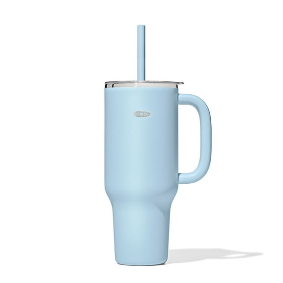 OXO Strive XL Tumbler with Handle + Flexible Straw, 40 oz, Blue Topaz