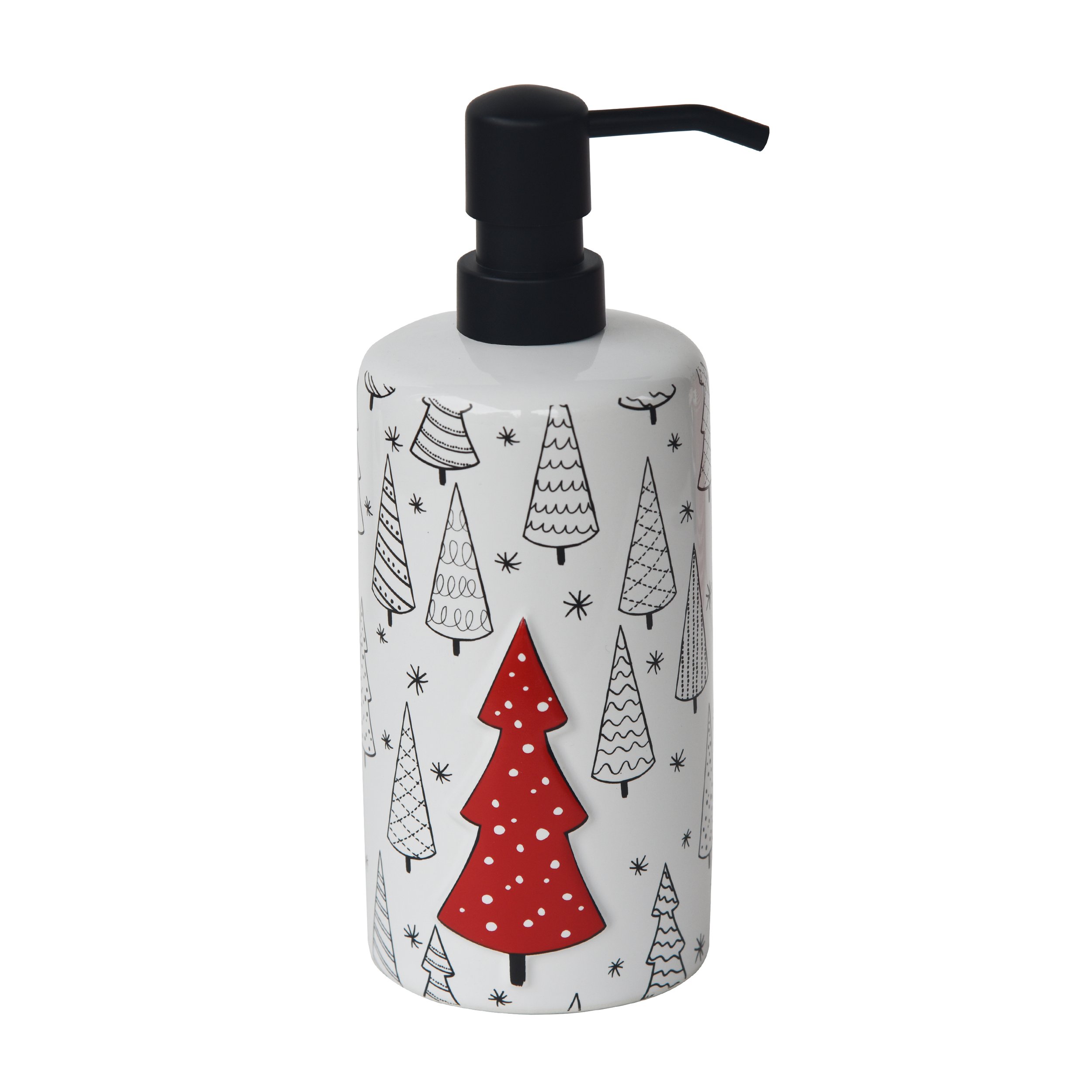 Printed Christmas Tree Ceramic Soap Dispenser