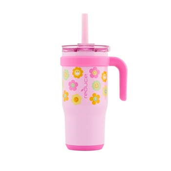 Reduce Coldee Kids Tumbler with Spill-Proof Straw & Handle. Insulated Stainless Steel 18 oz, Smiles