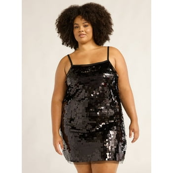 Scoop Women’s & Women's Plus Paillette Sequin Mini Slip Dress, Sizes XS-4X