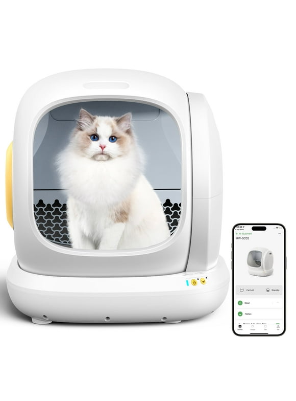 Smart Automatic Self-Cleaning Cat Litter Box, APP Control/Integrated Safety Protection,White