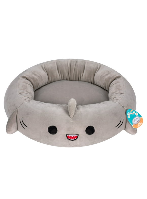 Squishmallows 30 inch Gray Shark Pet Bed - Large Ultra Soft Plush Pet Bed