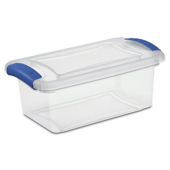 Sterilite 7 Quart Clear Plastic Latch Box, Stadium Blue, Adult