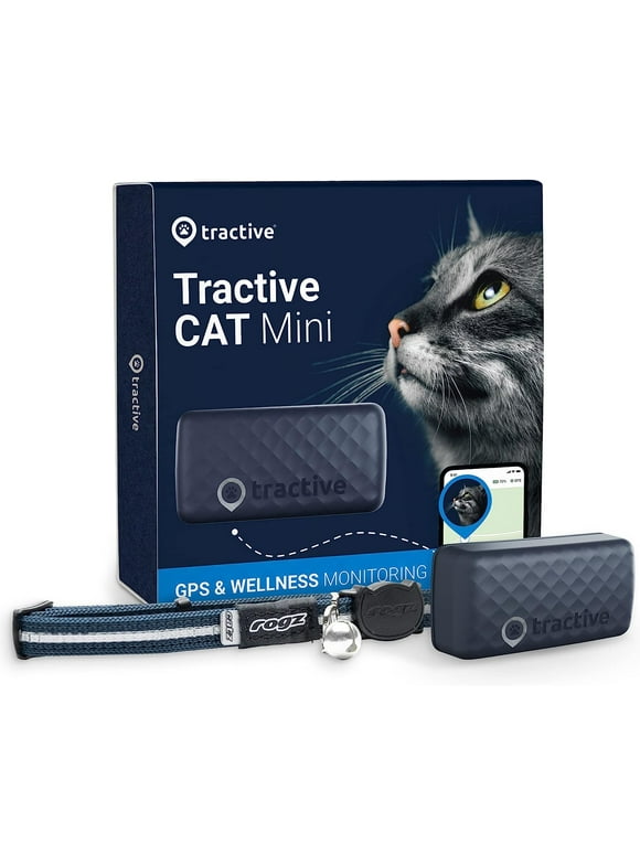 Tractive Cat Mini GPS Tracker with Activity Monitoring, Fits Any Collar (Dark Blue)