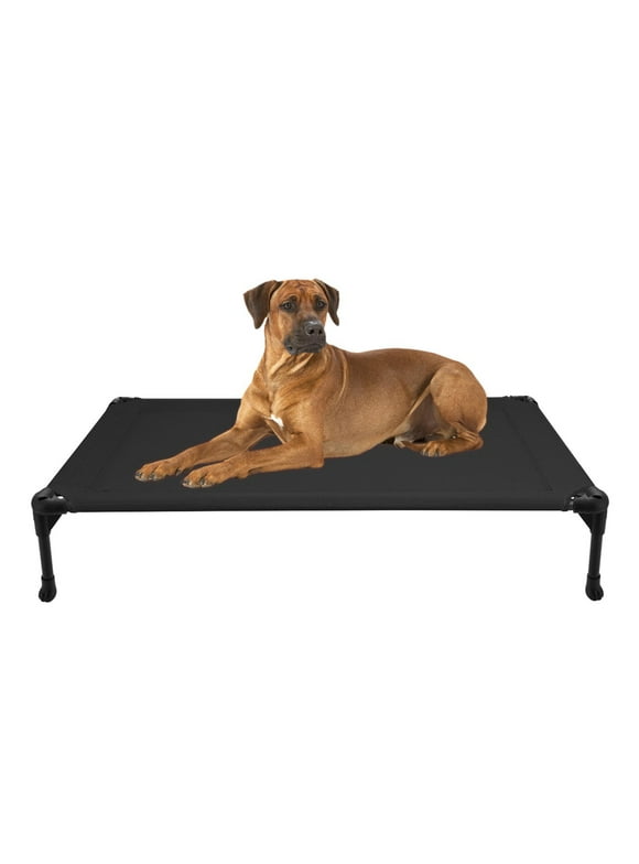 Veehoo Cooling Elevated Dog Bed, Portable Raised Pet Cot with Washable Mesh, Large, Black