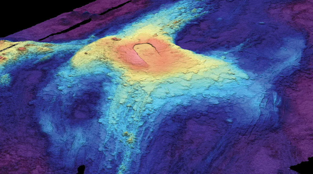 A 3D seafloor map showing lava flow from Axial Seamount