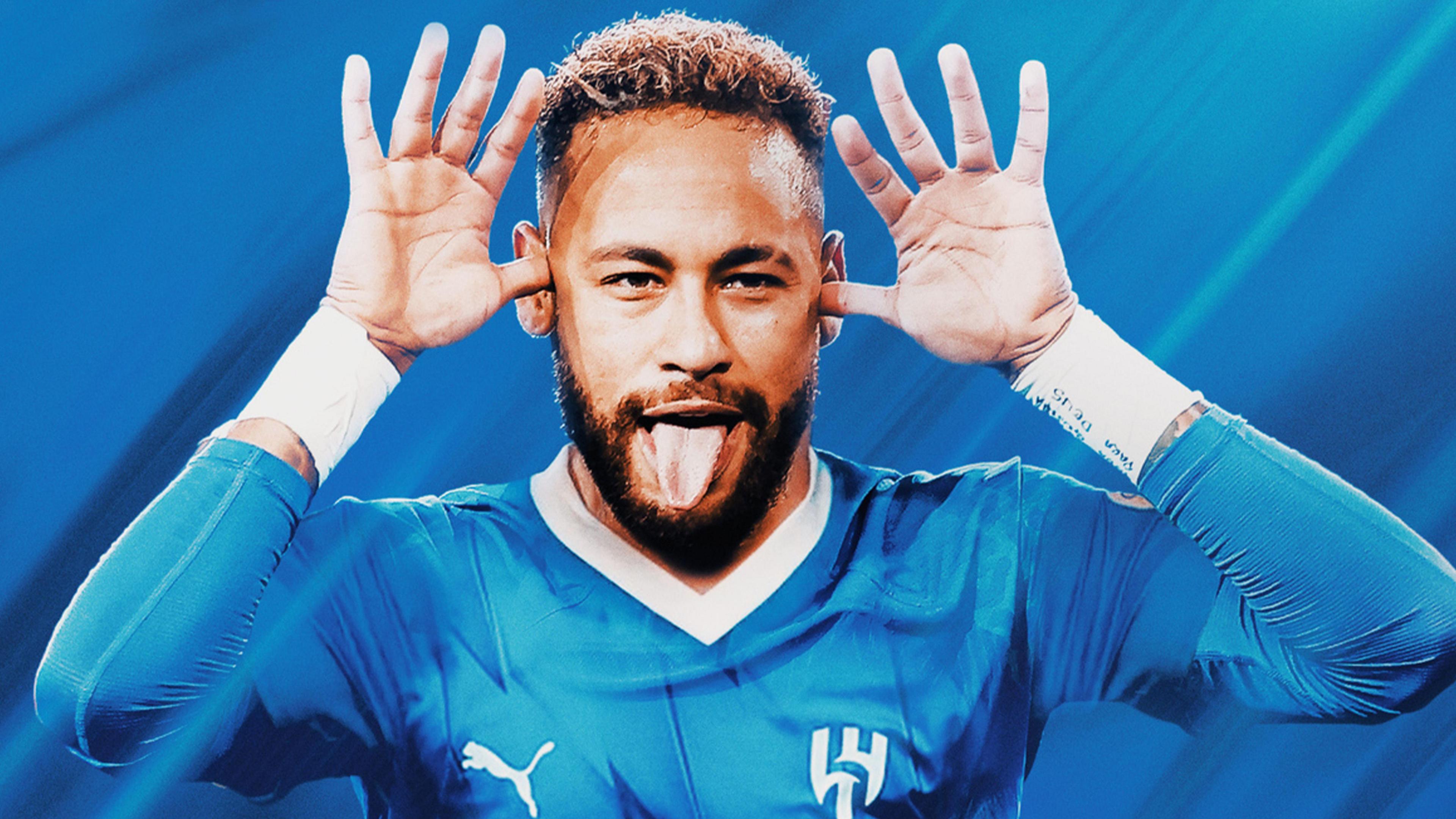 A graphic of Neymar celebrating for Al-Hilal