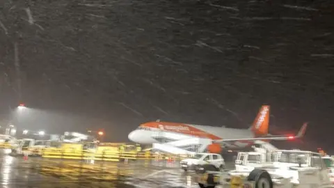 Snowy scene at Bristol Airport