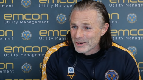 Gareth Ainsworth at Shrewsbury Town's pre-match press conference