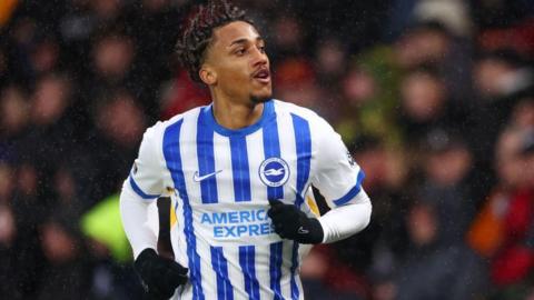 Joao Pedro of Brighton & Hove Albion celebrates scoring his team's first goal during the Premier League match between AFC Bournemouth and Brighton & Hove Albion FC