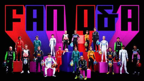 A graphic image featuring the 2024 F1 drivers