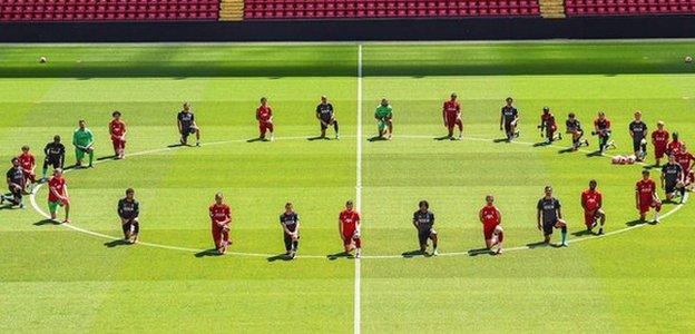 Liverpool players at Anfield