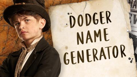 Dodger Name Generator title on aged paper with Dodger looking stern