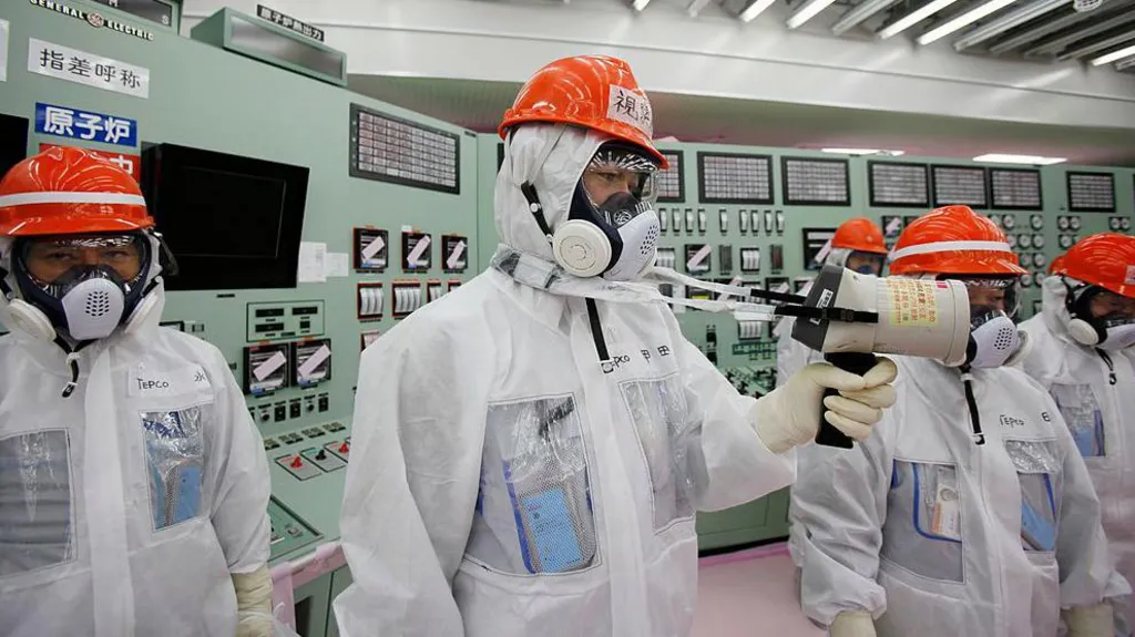 Workers at the Fukushima nuclear power station in Japan