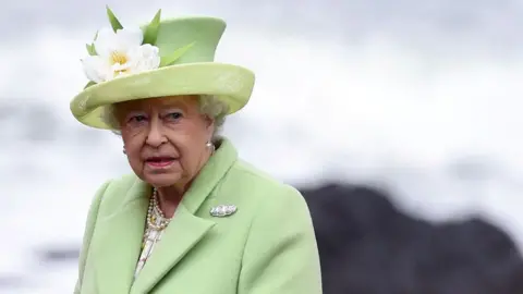 Queen Elizabeth arrives for a visit to the Giant's Causeway in Northern Ireland, June 28, 2016.