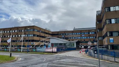 Outside of Nottingham's Queen's Medical Centre main entrance