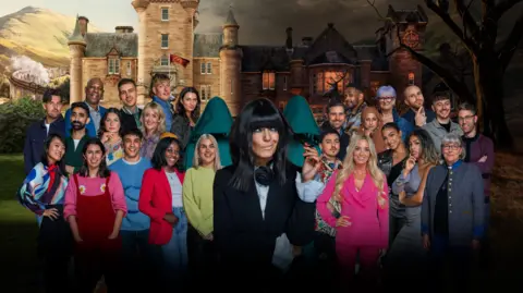 The full cast of The Traitors series three pose in a photo montage which also includes presenter Claudia Winkleman