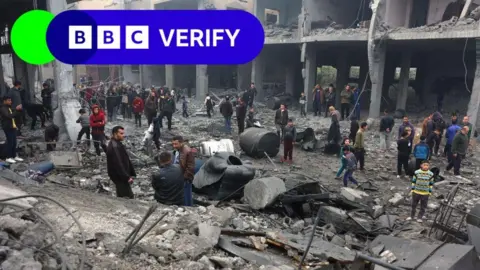 Rubble in Gaza following a strike on 16 January. 