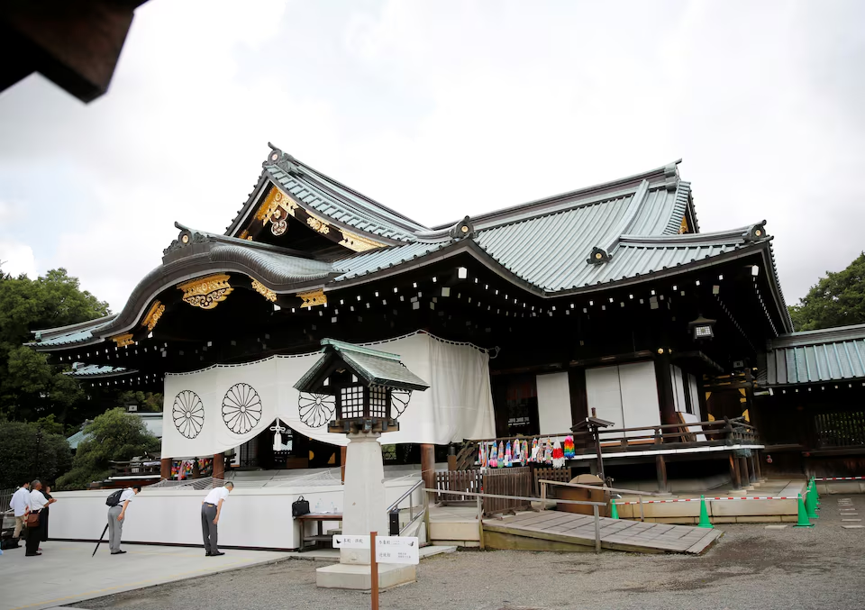 中國外交部發言人此前表示，靖國神社是日本軍國主義對外發動侵略戰爭的精神工具和象徵。 路透社