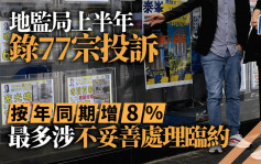 地監局上半年錄77宗投訴 按年增8% 最多涉不妥善處理臨約 半年18名代理遭「釘牌」升38%