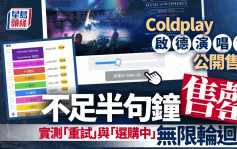 Coldplay演唱會︱公開售票實測搶飛 不足半句鐘售罄 「重試」與「選購中」無限輪迴