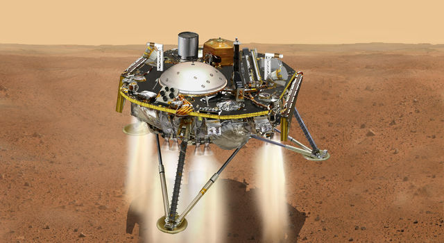 Illustration of InSight landing on Mars