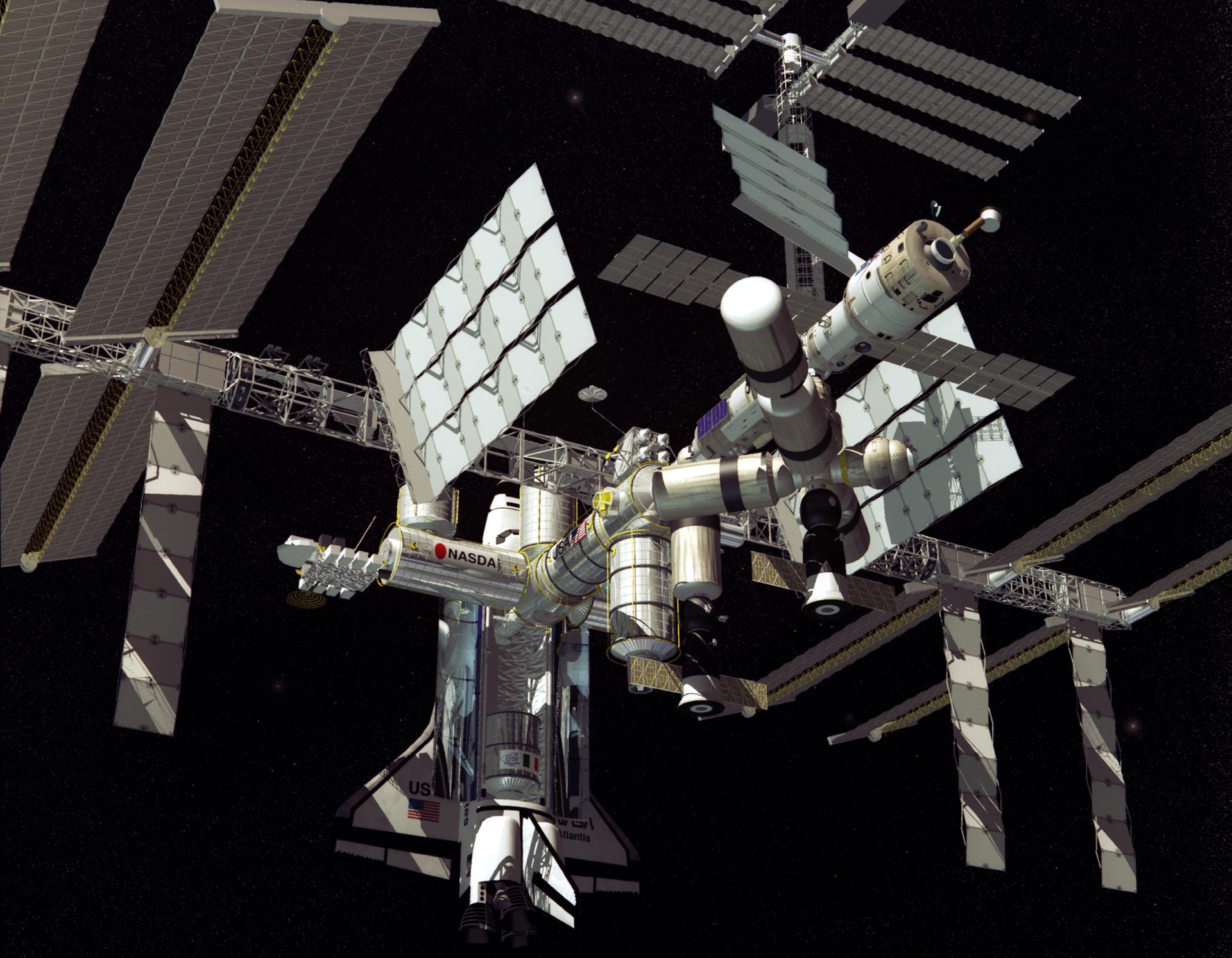 Computer-generated artist's rendering of the International Space Station