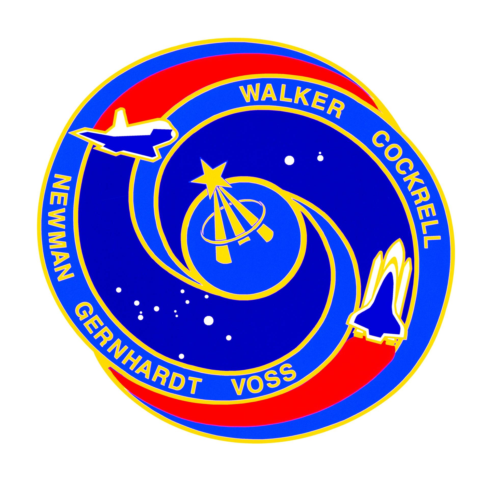 STS069-S-001 (May 1995) --- Designed by the crew members, the patch for STS-69 symbolizes the multifaceted nature of the flight's mission. The primary payload, Wake Shield Facility (WSF), is represented in the center by the astronaut emblem against a flat disk. The astronaut emblem also signifies the importance of human beings in space exploration, reflected by the planned spacewalk supporting space station assembly. The two stylized space shuttles highlight the ascent and entry phases of the mission. Along with the two spiral plumes, the stylized space shuttles symbolize a NASA first - the deployment and recovery on the same mission of two spacecraft (both the Wake Shield Facility and the Spartan). The constellations Canis Major and Canis Minor represent the astronomy objectives of the Spartan and International Extreme Ultraviolet Hitchhiker (IEH) payload. The two constellations also symbolize the talents and dedication of the support personnel who make space shuttle missions possible.    The NASA insignia design for space shuttle flights is reserved for use by the astronauts and for other official use as the NASA Administrator may authorize. Public availability has been approved only in the forms of illustrations by the various news media. When and if there is any change in this policy, which is not anticipated, the change will be publicly announced. Photo credit: NASA