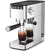 AGLUCKY 15Bar Espresso Coffee Maker Machine with Steam Milk Frother Wand, Compact Espresso with a Detachable Water Tank,Ideal