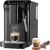 VEVOR Automatic Espresso Machine, 20 Bar Auto Coffee Machine with Frother Steam Wand, Built-In Grinder and 15-Level Grinding 