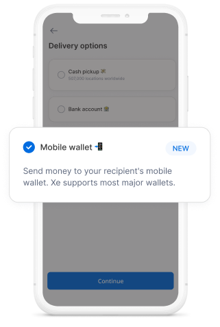 Send money to mobile wallet by Xe Mobile Money