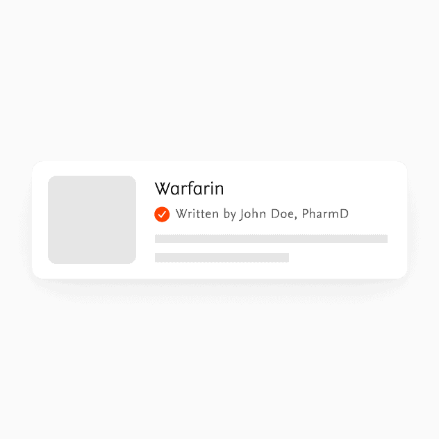 UI illustration showcasing certified content for Warfarin