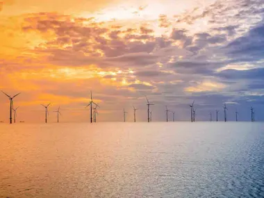 windfarm at sunset