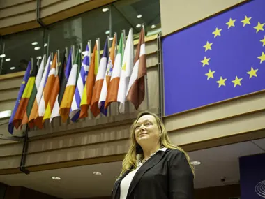 Elizabeth Pollitzer, PhD, at the European Parliament for the Gender Summit 9: Europe. Dr Pollitzer is founder of the Gender Summit (Photo by Alison Bert)