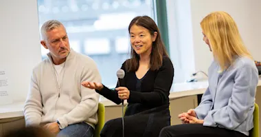 Mie-Yun Lee in a panel discussion at Inclusion & Diversity townhall in 2023