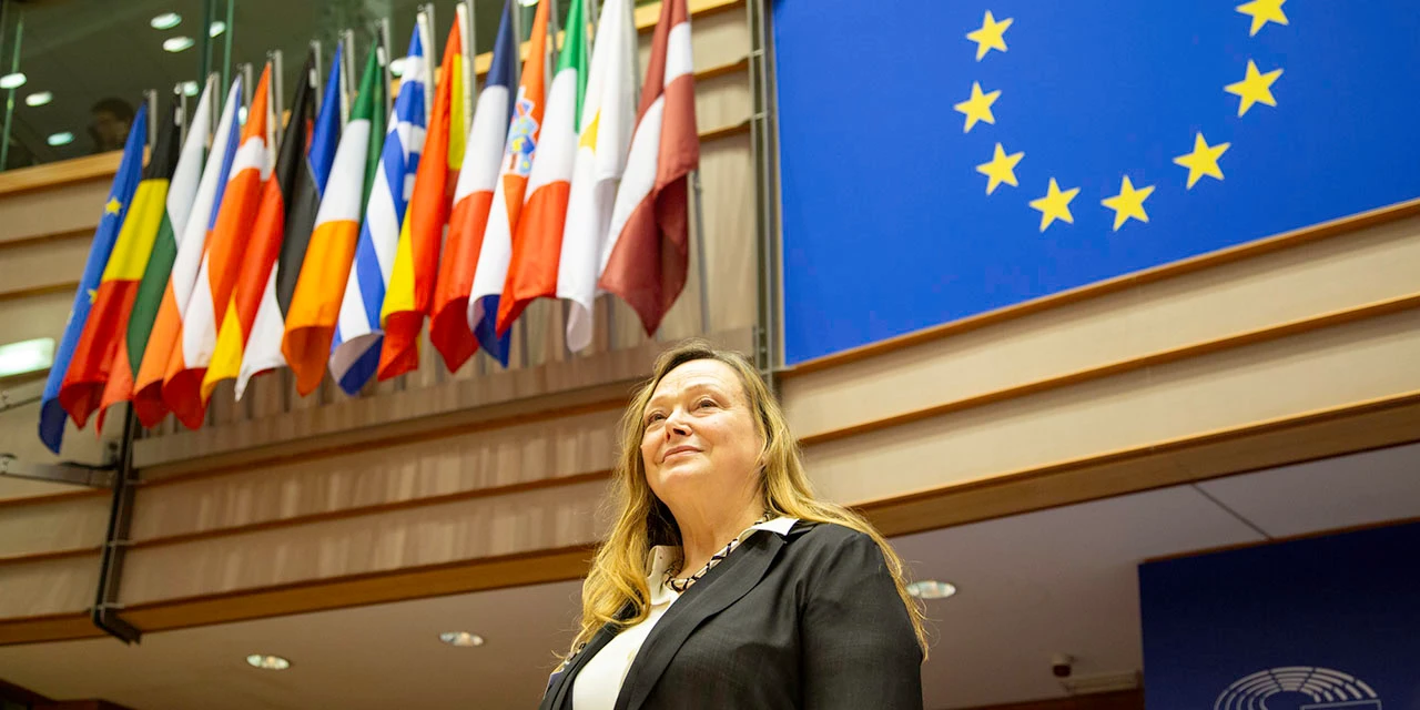 Dr Elizabeth Pollitzer at the European Parliament for the Gender Summit 9: Europe. Dr Pollitzer is founder of the Gender Summit (Photo by Alison Bert)