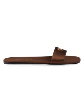 Women's Satin Slides - Brown...