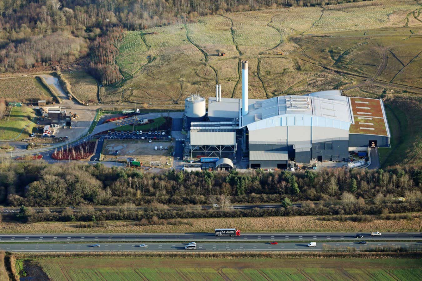 2AFX2PH aerial view of Allerton Waste Recovery Park, on the A1(M) near Harrogate, North Yorkshire, UK