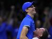 Jannik Sinner was all smiles after helping Italy defend their Davis Cup crown. (AP PHOTO)