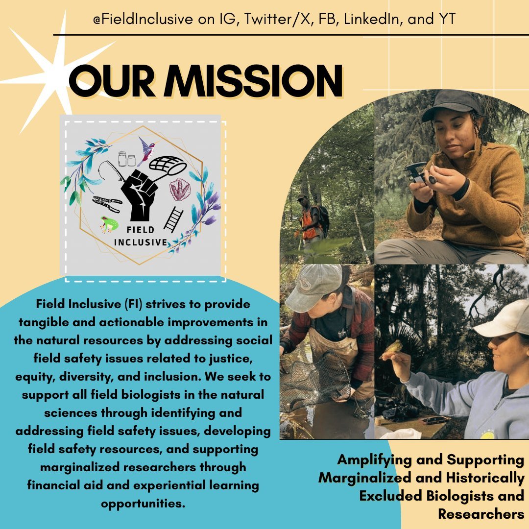 ⭐BLACK BIRDERS WEEK SPOTLIGHT⭐ @fieldinclusive 

MISSON: Field Inclusive strives to provide tangible and actionable improvements in the natural resources by addressing social field safety issues related to justice, equity, diversity, and inclusion (J