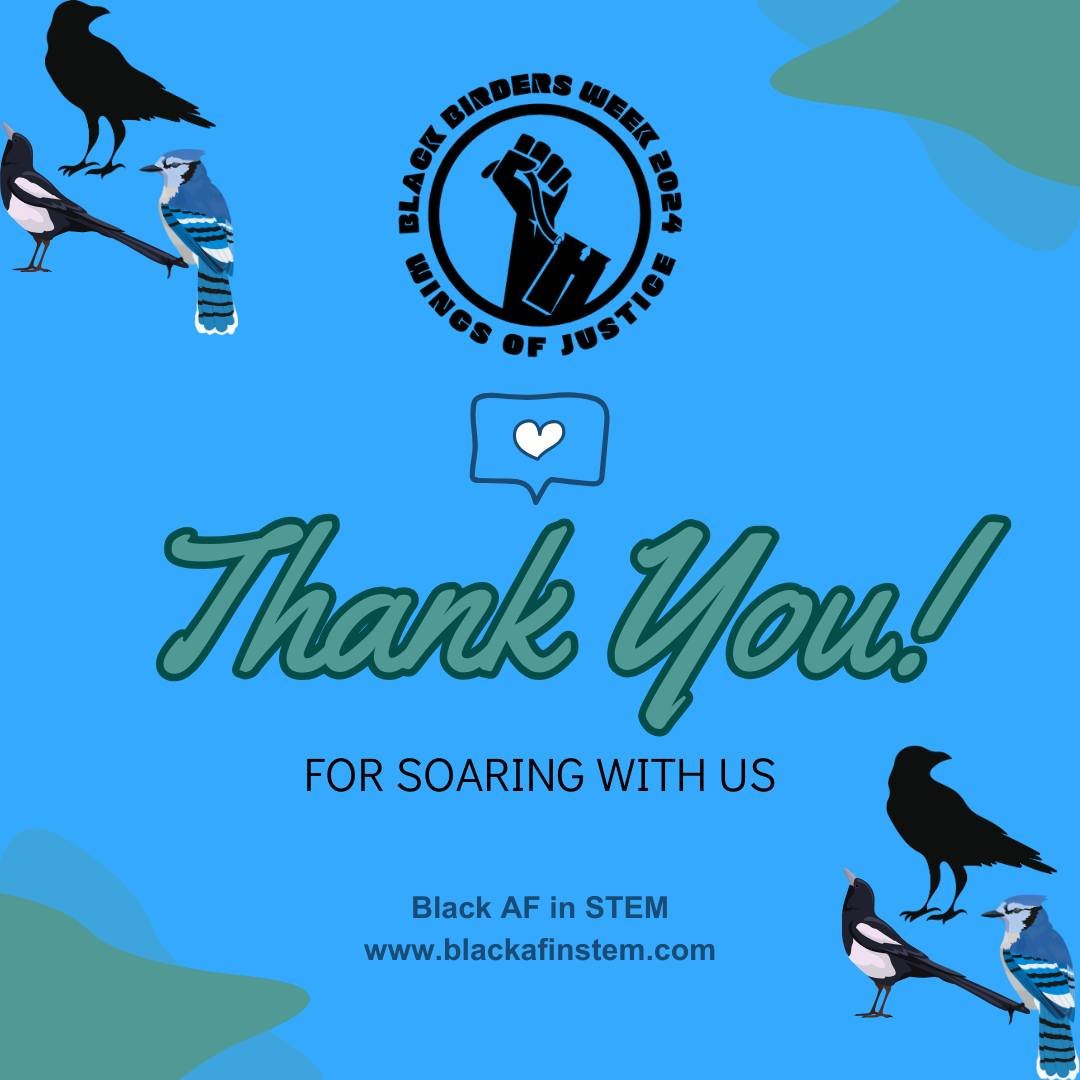 🌟 Calling All Black Birders &amp; Nature Lovers 🌟

Share your feedback from #BlackBirdersWeeek using #BecauseOfBlackBirdersWeek. Did you find a new birding spot? Find your flock? Learn about nature? Feel empowered to advocate for birds? Comment or 