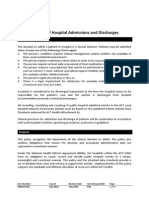 Administration of Hospital Admissions and Discharges Policy