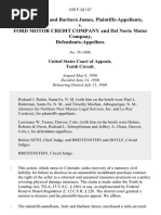 Jody James and Barbara James v. Ford Motor Credit Company and Del Norte Motor Company, 638 F.2d 147, 10th Cir. (1980)