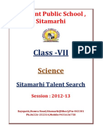 Class VII Science Sitamarhi Talent Search 2013 1