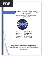 Control System Engineering: Lab Report 01