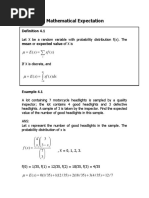 Chapter 4: Mathematical Expectation: X XF X E