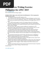 English News Writing Exercise: Philippines For APEC 2015