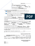 Affidavit To Use The Surname of The Father: Doc. No. - Page No. - Book No. - Series of