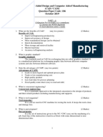 Computer Aided Design and Computer Aided Manufacturing (Cad / Cam) Question Paper Code: 186 October 2019