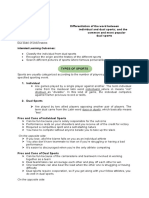 Differentiation of The Word Between Individual and Dual Sports and The Common and Most Popular Individual and Dual Sports